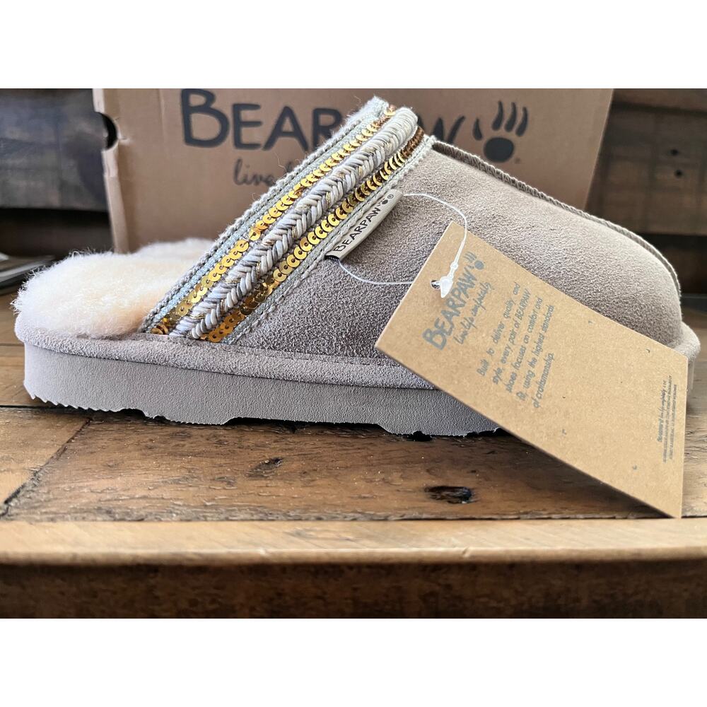 BEARPAW Tanya Suede Embellished Slipper Mule Women's Sz 8 NEW - Picture 3 of 9